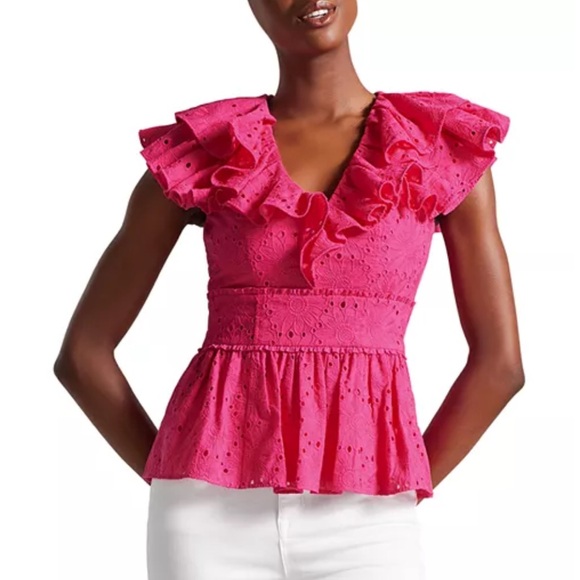 Ted Baker Tops - Ted Baker Mazieh Ruffled Eyelet Top, size EU2/ US 6